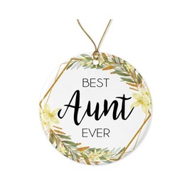 Adazzoo Aunt Christmas Ornament - for Gifts Best Ever on Both Sides, ORNAMENT-WWRJYHJP9S-Both-Sides, White, Printed on Both Sides