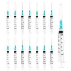 100 Pack 3ml/cc Lab Syringes Luer Lock with 23Ga 1 Inch(25mm) Needle, Disposable Individually Wrapped for Scientific Labs, Feeding Small Animals, Dispensing, Applicator, Watering