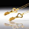 SeLgurFos Heart-shaped Golden Cage Key with 50 cm Necklace for