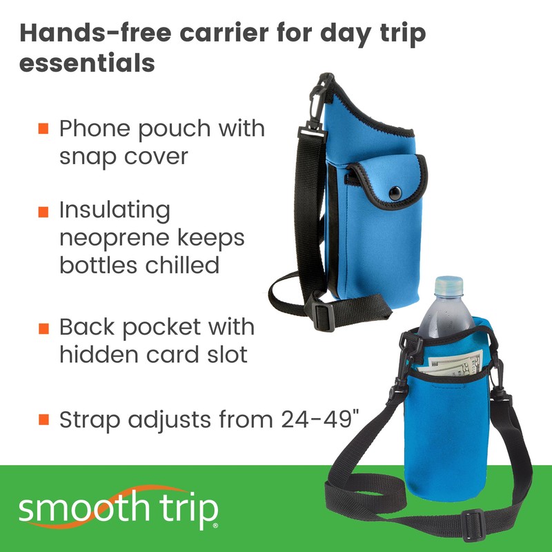 Smooth Trip AquaPockets Neoprene Water Bottle Holder with Strap -