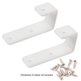 MDPLY 4 Pack Bunk Bed Ladder Hook, Inside 1" Kids Bunk Bed Replacement Hardware, White PVC Metal Loft Bed Ladder Hooks, Camper/Rv Bunk Ladder J Brackets with 2 Size Screws (4 Pcak, White)