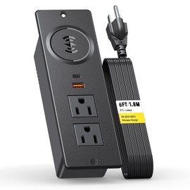 Kungfuking Recessed Power Strip with 20W USB C, ETL Listed Flush Mount Desk Outlet 10W Wireless Charging Station with 2 Outlets & 2 USB Ports, Furniture Outlet for Nightstand/End Table/Side Table