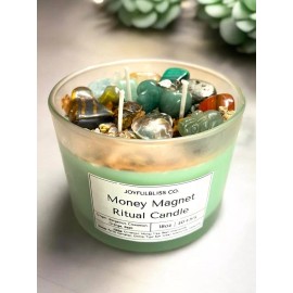 JoyfulBliss Co. Ritual Candles – Crystal-Infuse - Money Ritual