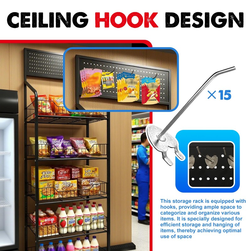 5 Tier Retail Candy Display Rack Metal Storage Shelf with