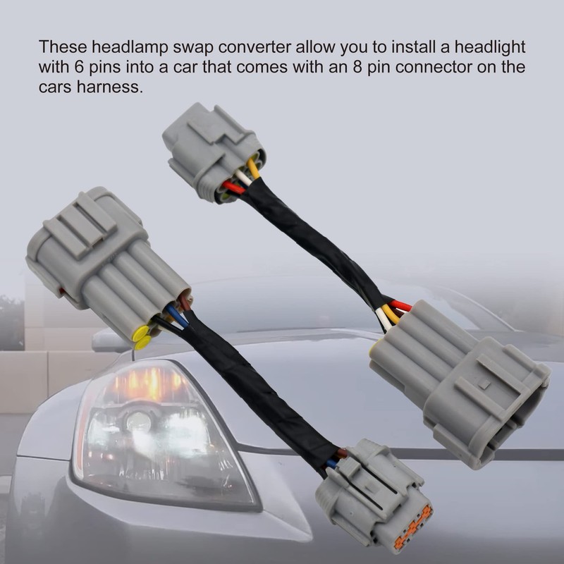 OMNDYEHA Headlight Conversion Adapter Harness 8 to 6 Pin Fits