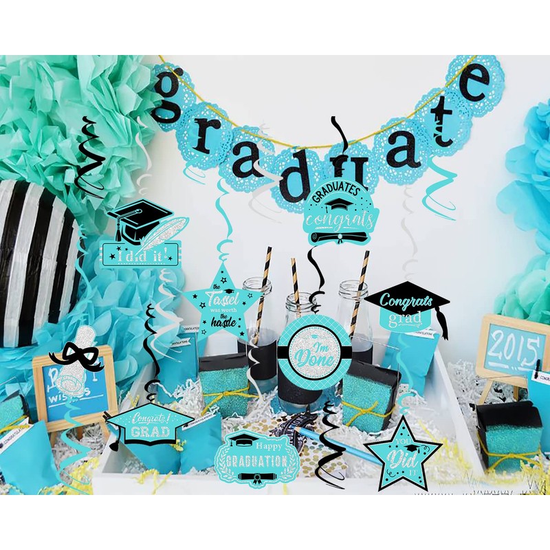 Teal Graduation Party Decorations 2023 Turquoise Teal Black/Teal Graduation Decorations