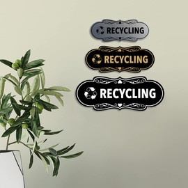 Signs ByLITA Designer Recycling Sign (Black Gold) - Medium