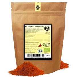 UNCLE SPICE® Organic Paprika Powder Rose Hot 150 g - Spanish Pepper Spice Finely Ground - Mild, Aromatic Taste for Vegan Kitchen, Tapas, Vegetables & Bowls - Natural & DE-ÖKO-005 Certified