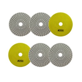 SANLEETEK Wet Diamond Polishing Pad 100 mm 6 Pieces Grit 200 Polishing Wheels for Granite Marble Artificial Stone Quartz for Angle Grinder