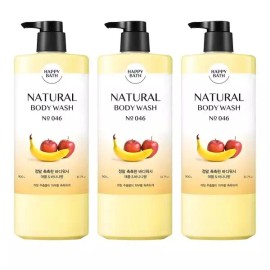 Happy Bath 해피바스 내추럴 정말 촉촉한 바디워시 애플 앤 바나나향 900g 3개 Happy Bath Natural Really Moisturizing Body Wash Apple and Banana Scent 900g 3 Pieces