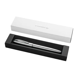 Pelikan Füller Jazz Noble, Silber, für Rechtshänder und Linkshänder, eleganter Metall-Patronenfüller, Feder M, in Faltschachtel, 821735