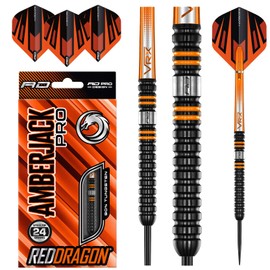 RED DRAGON Darts| Amberjack Pro 1 Series| 90% Tungsten Darts Set| 24g