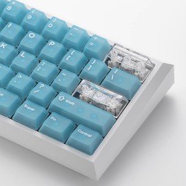 132 Keys Jelly Keycaps PC Matte Transpsarent Keycaps Set Fit for 61/64/87/104/108 Cherry Mx Switches Mechanical Keyboard (Light Blue)