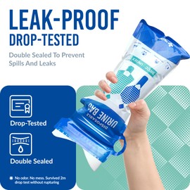 Medtecs Urine Bag Disposable – 24 pcs – 900ml Emergency Travel Pee Bag with Handle – Turns Liquid to Gel for Clean, Leak-Free Relief – for Adults & Kids – Available in 8/16/24 pcs