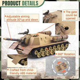 MaozyHomie US Army Tank and Army Men Toys Playset, 2pc US Tank-1 Models with 10pc Toy Soldiers, Desert Tan 1:72 Military Vehicle, Ideal Military Toy Set for Kids Boys