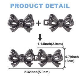 Mxxipp 4 Sets Waist Tightener Button for Women, No Sewing Bow Jeans Tightener Pin, Detachable Bow Waist Knot Clip for Pants Skirt Waist Too Loose Big- Silver & Black