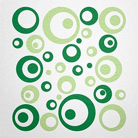 WANDfee® Wall Tattoo, Circles, Dots, 50 Stickers, Colour Choice For Children's Bedroom, Living Room, Hallway, Bathroom, Kitchen, Tile Stickers, green