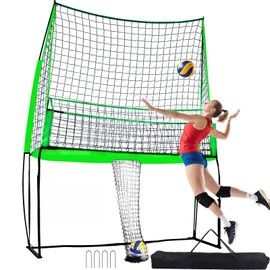 Qryovsa 8×11FT Volleyball Training Equipment Net – Indoor Outdoor Volleyball Practice Net System Freely Adjustable for Gym Lawn Beach or Backyard Easy Assembly for Beginners and Professionals (Green)
