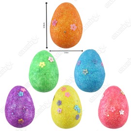 Easter Decorations 12 Colour Glitter Eggs & Straw Bonnet Parade