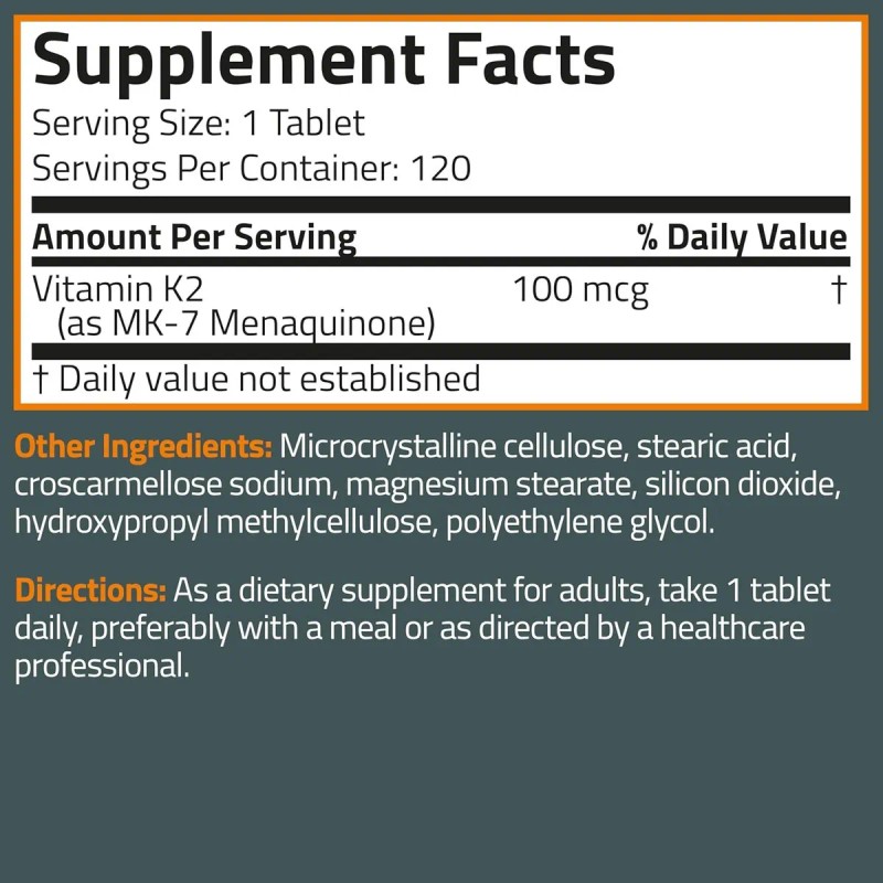 Bronson Vitamina K2 100mcg (mk7) 120capsulas Hecho En Usa Sabor