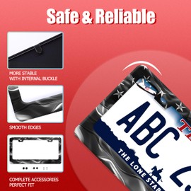 Personalise American License Plate Frame Patriotic American Flag License Plate Frames Black Funny Auto Accessory Stainless Steel USA Flag License Plate Decoration for Men Women 12.3 x 6.3 Inch