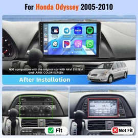 Realdio Android Car Stereo for Honda Odyssey 2005 2006 2007 2008 2009 2010 with Wireless CarPlay Android Auto 26UI 2GB+64GB
