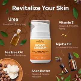 Pumice Valley Urea Foot Cream for Dry Cracked Heels and Feet - Foot Moisturizer & Heel Cream for Calluses and Rough Skin - Shea Butter, Jojoba Oil, Vitamin E - 1.7 oz