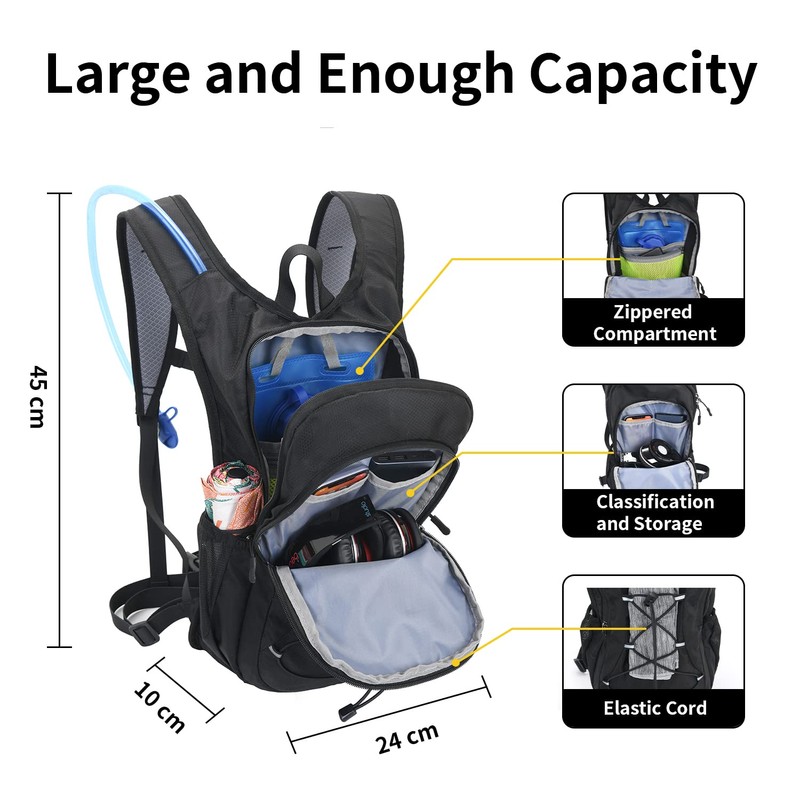 TTIAISHLE® Hydration Backpack with 2L BPA-Free Hydration Bladder, Backpack with