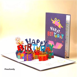PinesFamily F03-3D Pop Up Birthday Cards with Colorful Gift Box