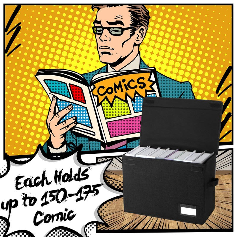 Chuangdi 6 Pcs Comic Book Storage Boxes, Collapsible Comic Short