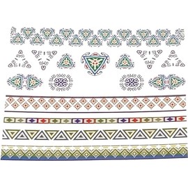 Navajo Aztec Tribal Geometric fingernail Art Water Decals, Black, White, Color