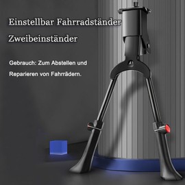 massway Bicycle Stand, Two-Legged Stand, Double Stand, Height Adjustable, 24-28 Inch, Two-Legged Stand, Load Capacity 30 kg, Bicycle Stand for City Bike, MTB and Trekking Bikes