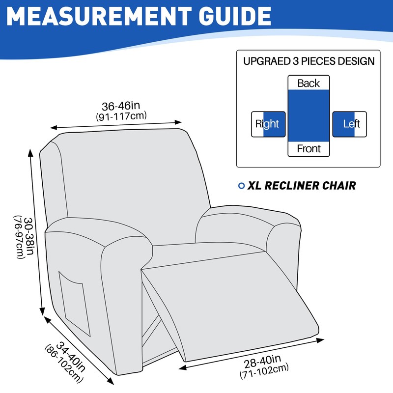 MAXIJIN Waterproof Recliner Covers for Large Recliner 3 Pieces Oversized