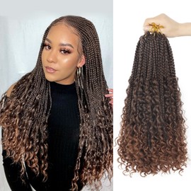 Goddess Box Braids Crochet Hair With Curly Ends 16 Inch Bohomian Box Braids Crochet Braids 8 Packs 3X Crochet Braids Synthetic Braiding Hair Extension for Black Women(16 Inch (Pack of 8), T1B 30)…