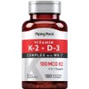 Piping Rock Vitamin K2 D3 Supplement |100mcg |180 softgels |MK7 Complex |GMO Free Gluten Free, 1 Piece, 180 Tablets / Piping Rock 비타민 K2 D3 보충제 | 100mcg | 소프트젤 180개 | MK7 복합체 | GMO 프리 글루텐 프리, 1개, 180정