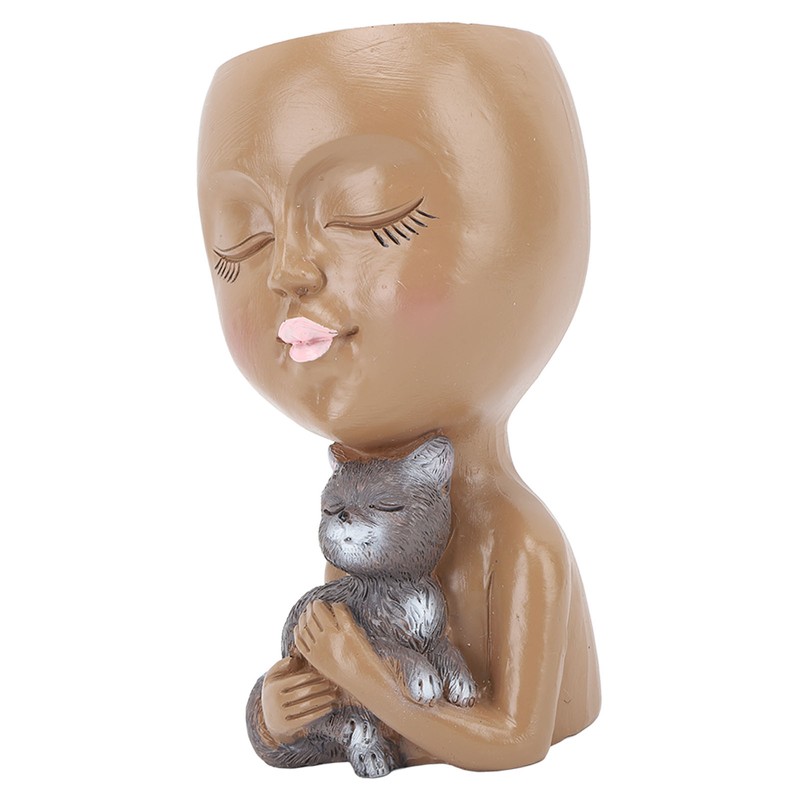 Funny Face Planter Pot Girl Head Planter Innovative Decorate Resin