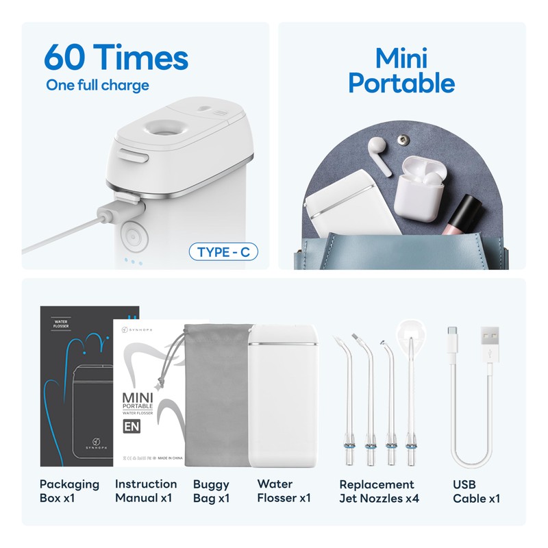 Mini Water Flosser - Portable Cordless Oral Irrigator with Telescopic