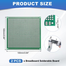 MECCANIXITY 2Pcs Breadboard Solderable 100mm x 100mm Green Circuit PCB Board Double Sided Tin-Plated PCB Prototype Board for Electronics Prototyping, DIY Circuits Projects