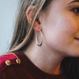 Philip Jones Silver Plated 40mm Hoop Earrings