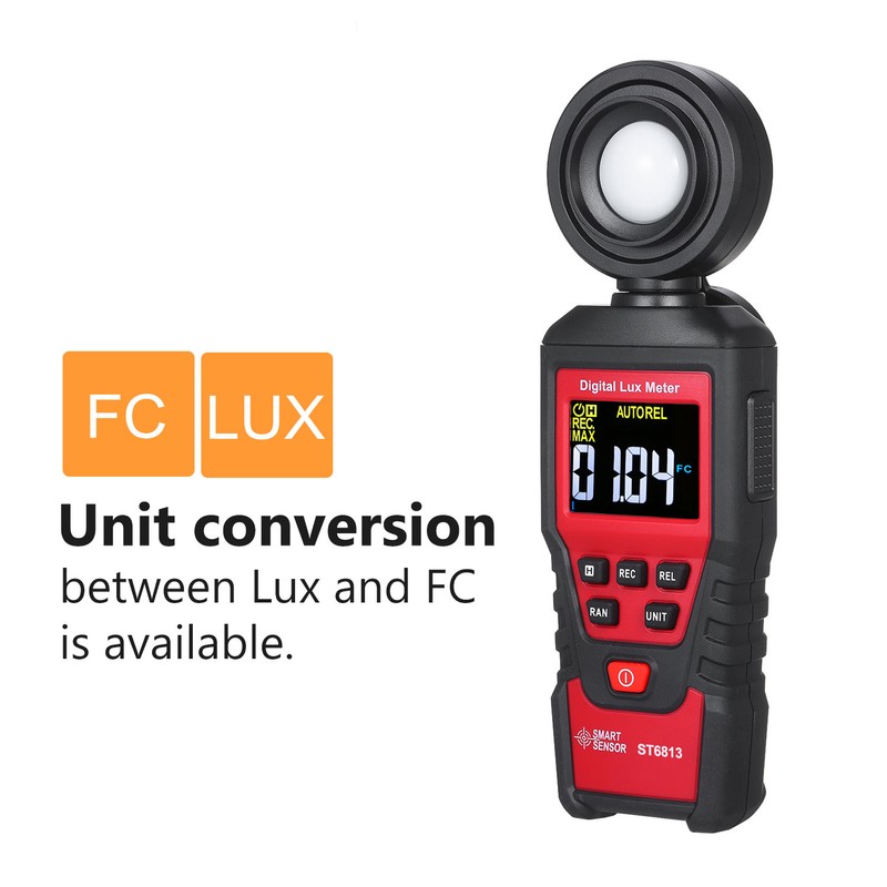 SMART SENSOR ST6813 Handheld Illuminometer LCD Color Screen Digital Illuminance