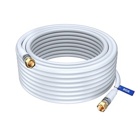 RG6 COAXIAL Cable - Triple Shielded, Non-Oxygen Copper Cable Wire for TV, Internet & More - Flexible Coax Cable Cord 100ft / White