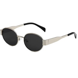 No Name Ltd Oval Cateye Metal Sunglasses, Silver Smoke Lens, Celeb Style, Woman/Man, Celeb Style New for UK 2024