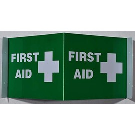First Aid 3D Projection Sign/First Aid Hallway Sign (Green,Plastic,7x9)-Les Deux cotes line