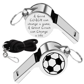 KEYCHIN Soccer Coach Whistle A Good Coach Can Change A Game A Great Coach Can Change A Life Whistle with Lanyard Thank You Gift for Coaches Referees Officials (Soccer -Silver)