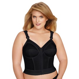 EXQUISITE FORM Women's Front Close Longline Bra 5107530, Black, 36D
