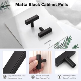 KNOBWELL 15 Pack Stainless Steel Cabinet Knobs, Matte Black Drawer Pulls Drawer Knobs, Cabinet Knobs and Pulls - Single Hole 2"/50mm