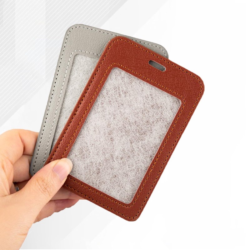 1 Pcs Leather ID Badge Holder - Horizontal, Blue, Multiple