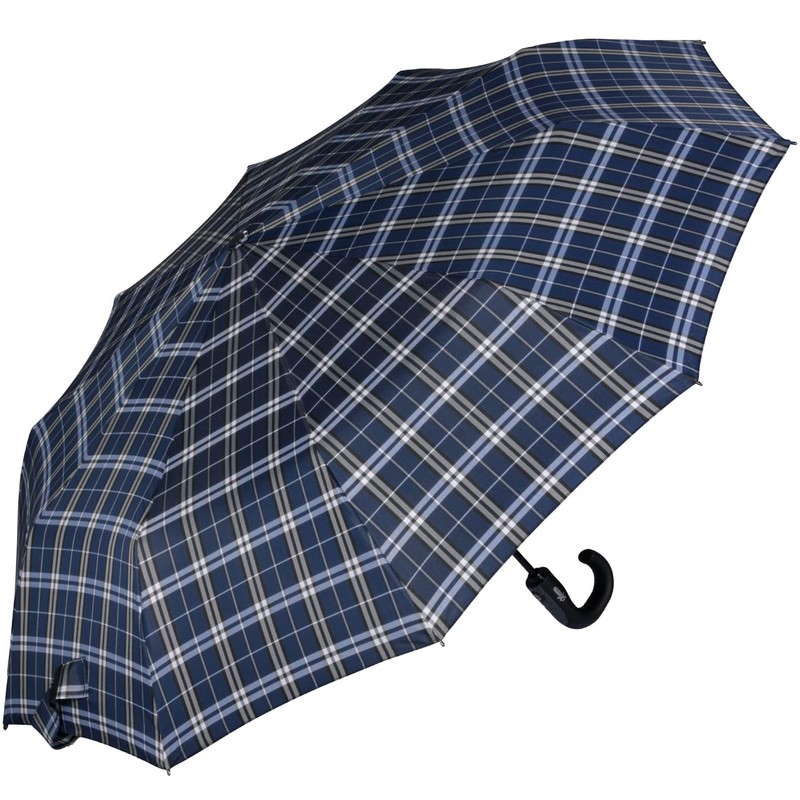 iX-brella Men's Pocket Umbrella Open-Close Automatic Round Hook Handle, Carbon