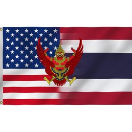 America Thailand Flag 2X3FT, US Thai Friendship Flags,Both Sides Printed, Men Women Banner,Vibrant Colors, Double Stitched with 2 Brass Grommets, Bar Garden Street Decoration, GYM, Office Decor,Indoor Outdoor Use,Gifts. (US-Thai-Z, 2x3ft)