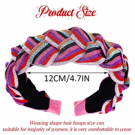 Latious Braided Wide Headbands Rave Fabric Hairbands Criss Cross Hair Accessories for Women (Multi-colored)